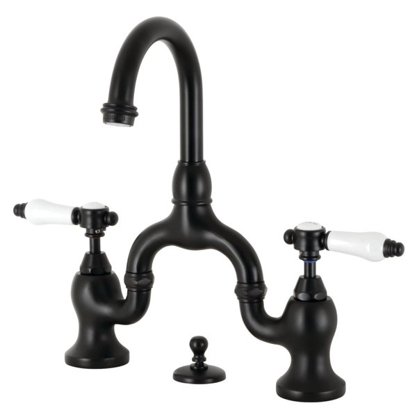 Kingston Brass Bridge Bathroom Faucet with Brass PopUp, Matte Black KS7990BPL